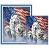 American Flag And Wolf - Full Embroidery 3 Strands 11CT Stamped Cross Stitch - 45*60CM - Large Size