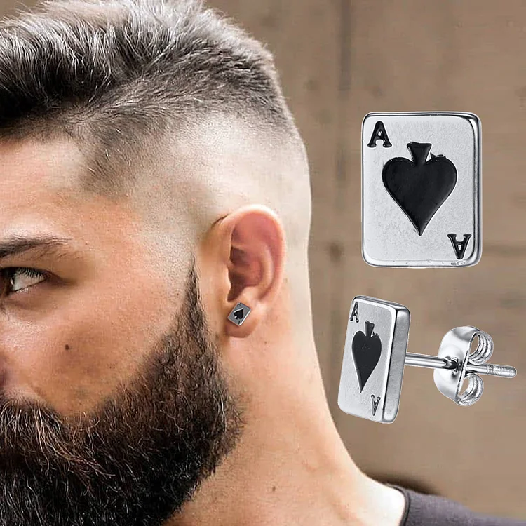 Stainless Steel Ace of Spades Stud Earrings