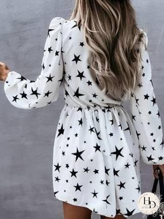Dresses Star Print Long Sleeve Mini Dress for Women