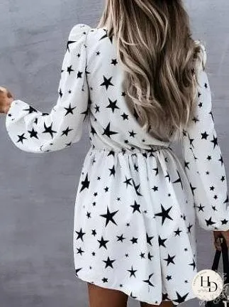 Dresses Star Print Long Sleeve Mini Dress for Women