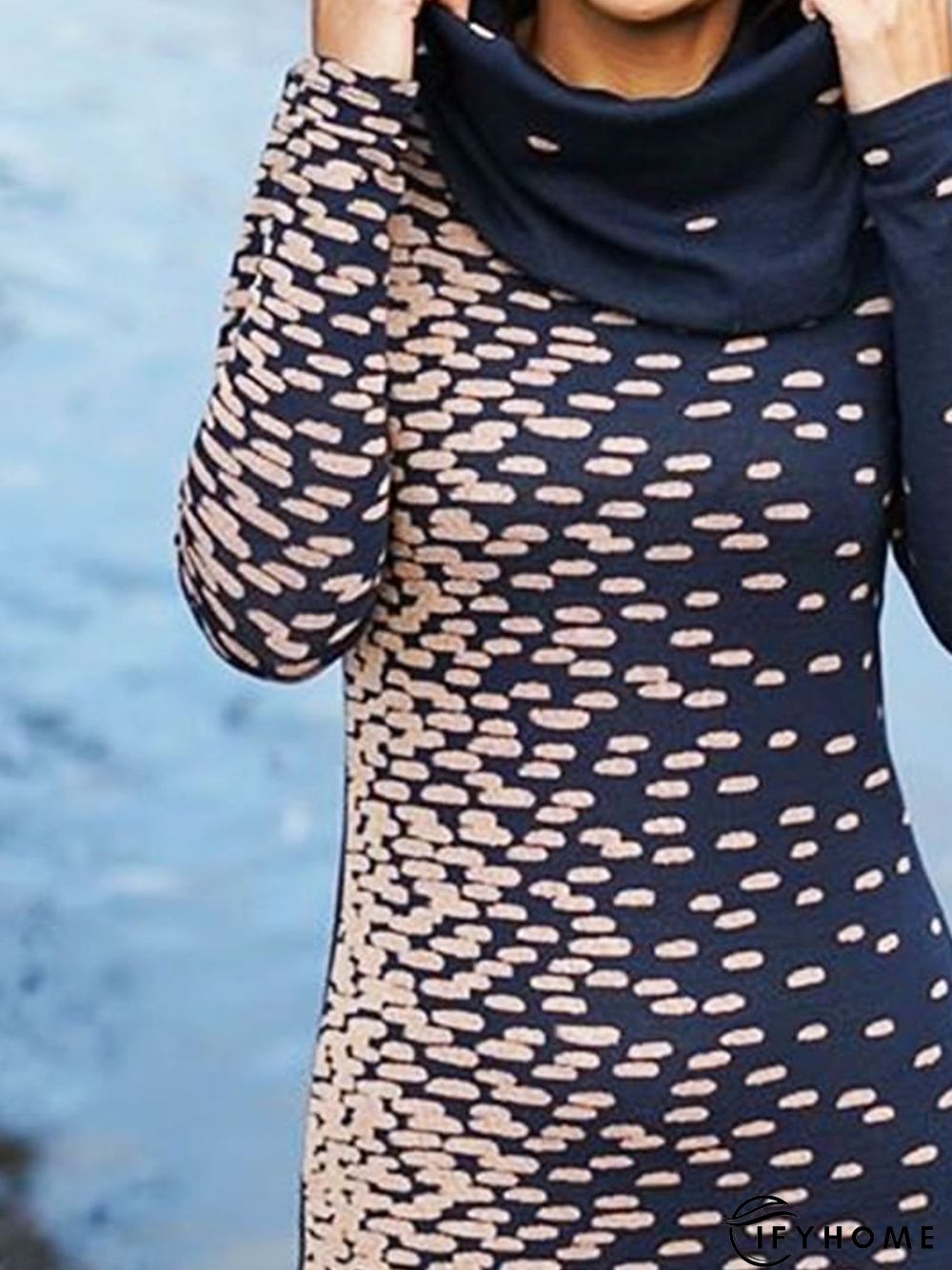 Deep Blue Polka Dots Long Sleeve Sweatshirt | IFYHOME