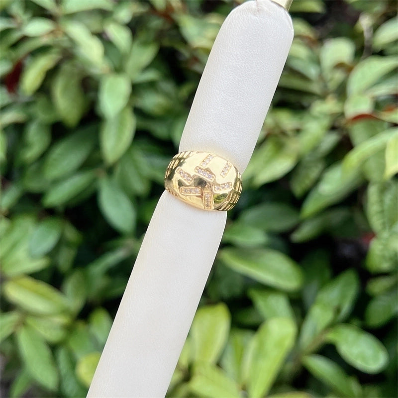 Copper 18K Gold Plated Geometric Zircon Open Rings