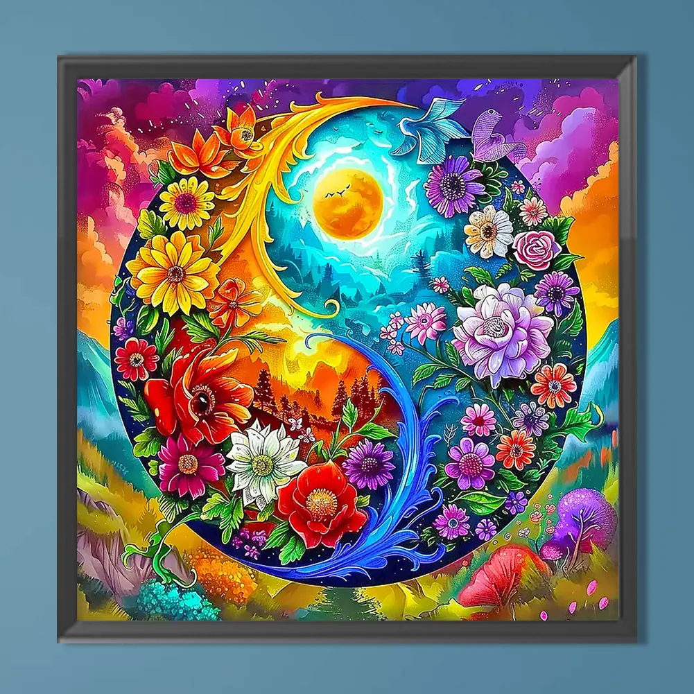 Diamond Painting - Full Round Drill - Tai Chi Flower(Canvas|50*50cm)