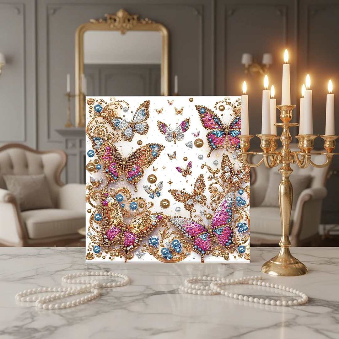Butterfly - DIY Pearl Diamond Art Kit With Frame 30*30cm