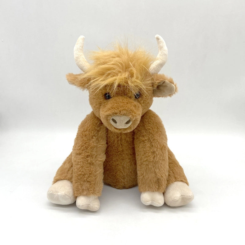 Highland Cow Simulation Scottish Highland Cattle Joint Activities Plush Doll Long Hair Vocal Yak