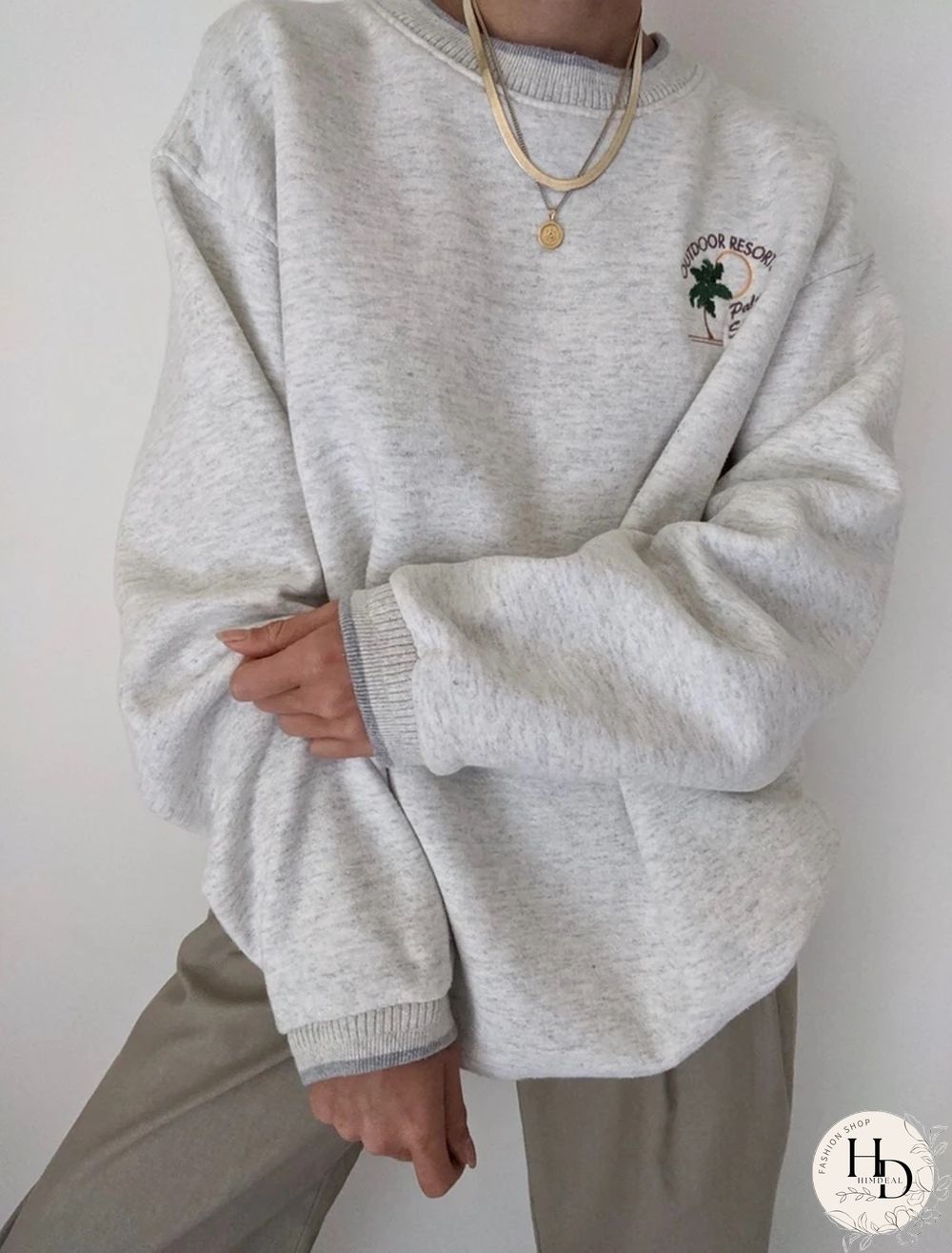 Casual Coconut Embroidered Sweatshirt