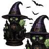 Gothic Witch Hat Night Light Halloween Decorations Colorful Wizard Hat Lamp