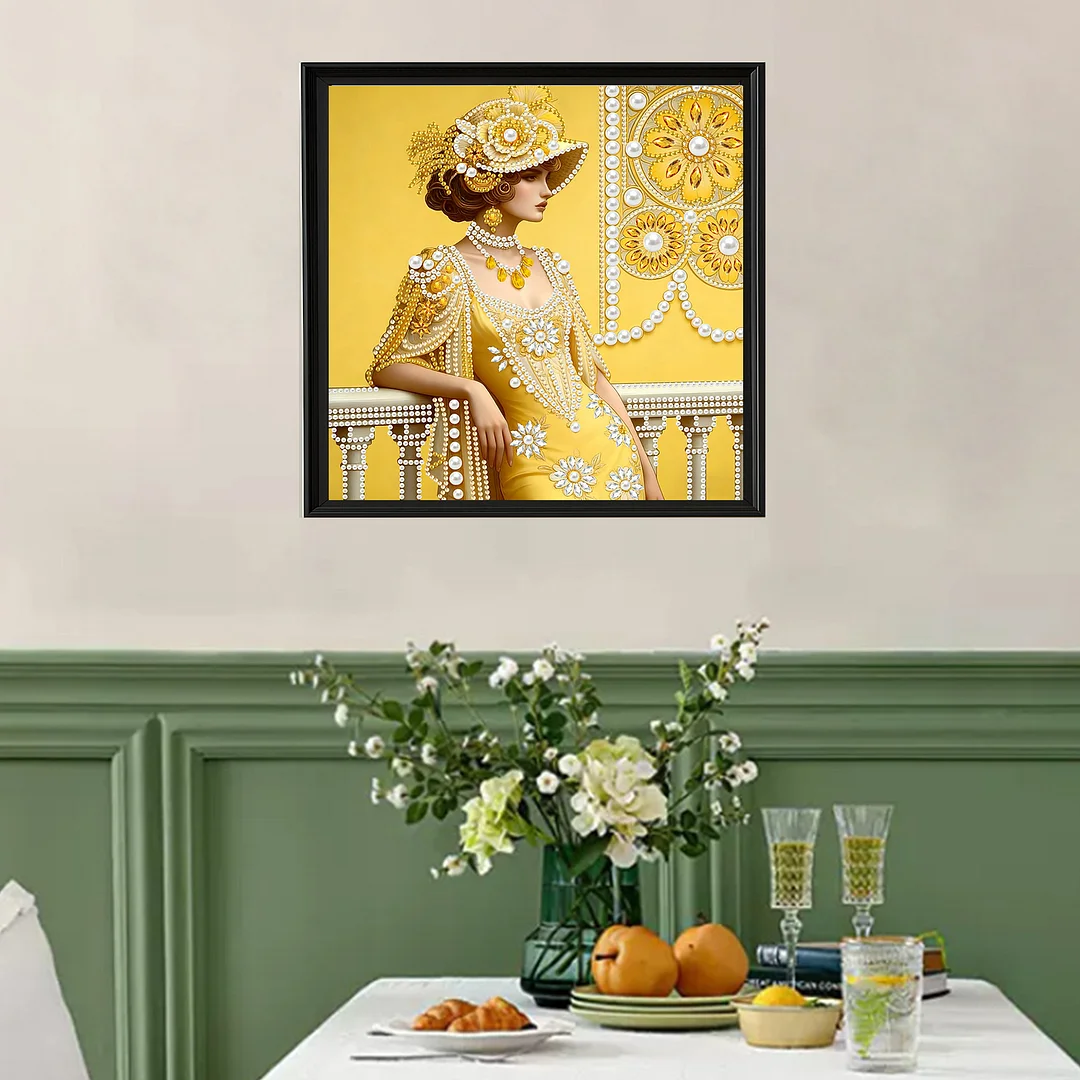 Yellow Beauty Special Shaped 5D DIY Partial Drill Diamond Painting Kit 30x30cm