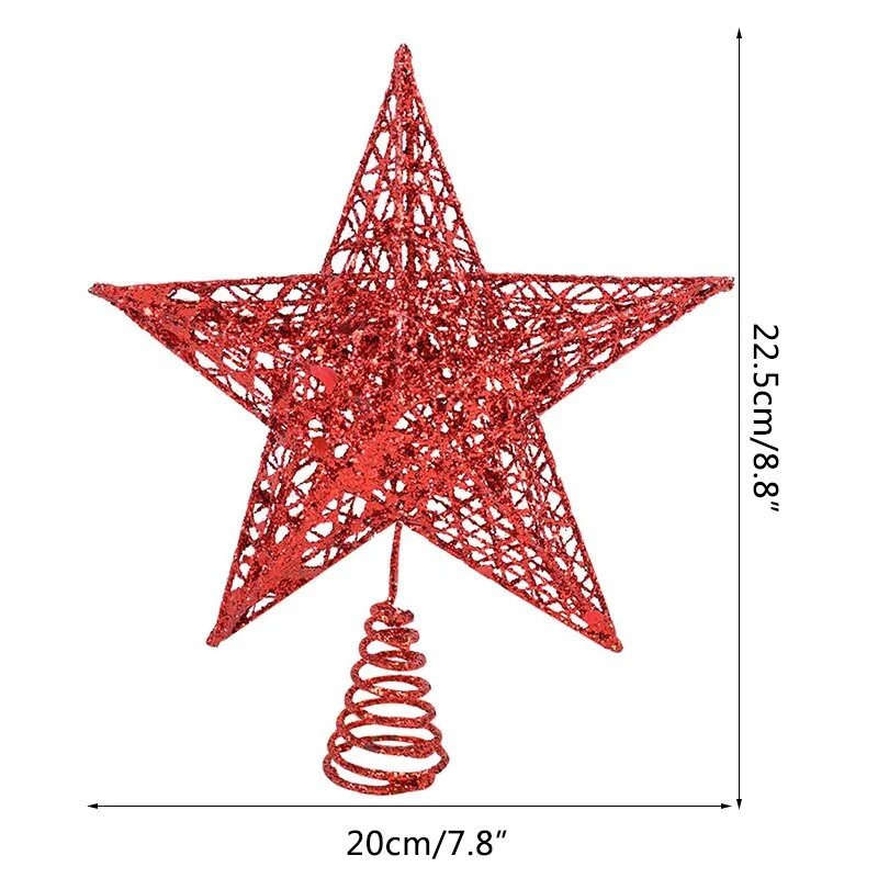 Gold Glitter Christmas Tree Top Iron Star Christmas Decorations For Home Xmas Tree Ornaments Navidad New Year 2021 Natal Noel