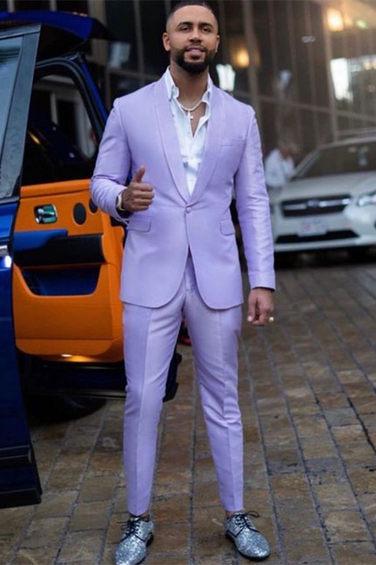 Luluslly Elegant Purple Two Pieces Slim Fit Prom Suit For Guys