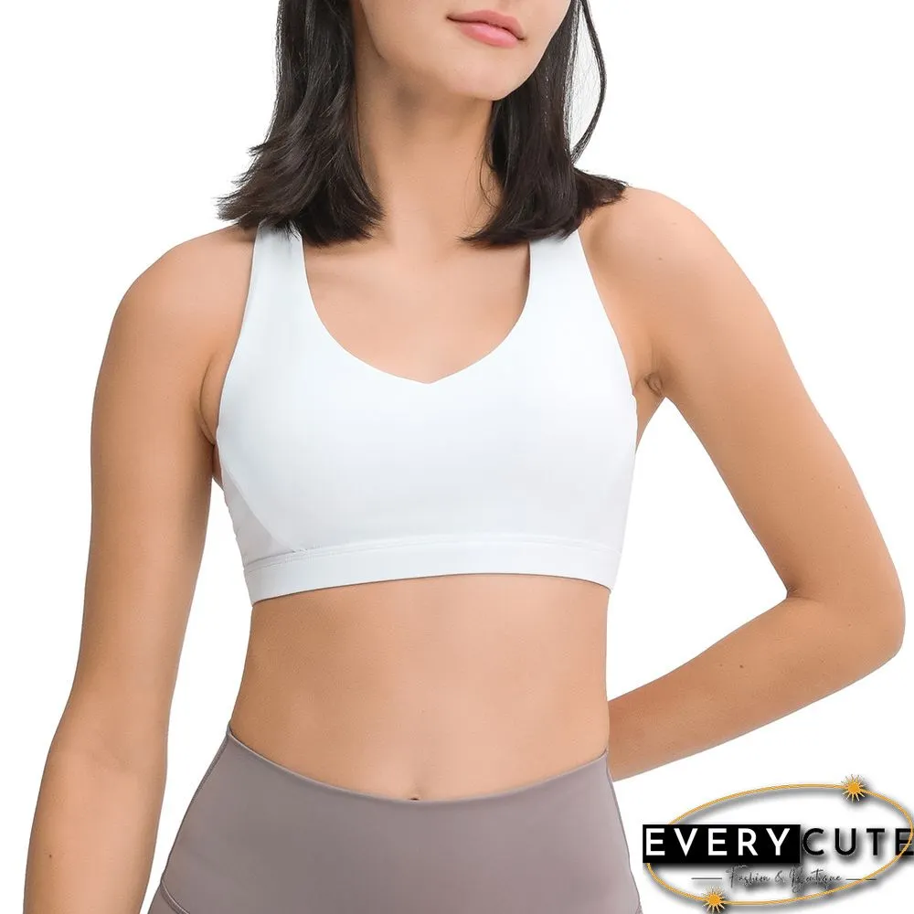 White Y Back Push-up Sports Vest Bra