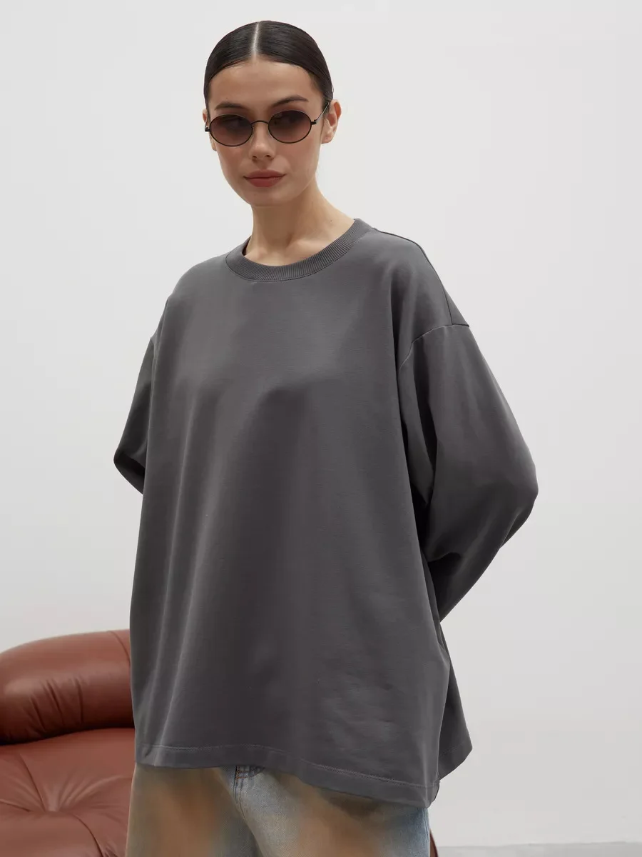 Athvotar Athvotar Fine Comb Cotton Solid Long-Sleeved T-Shirt Women Hot Loose Leisure Collar Top High Quality