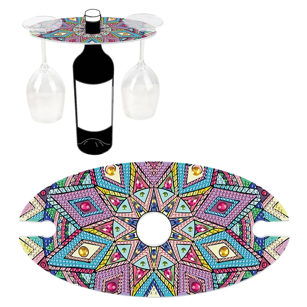 DIY Mandala Art Special Shape Acrylic Diamond Art Wine Bottle Holder for Bar