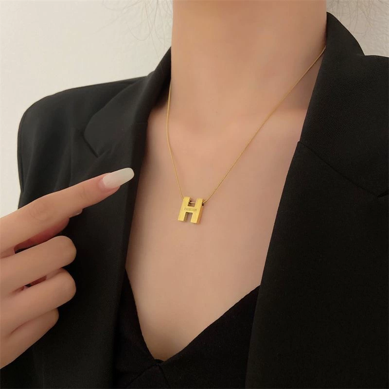 Letter H Gold-Plated Necklace
