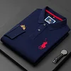 Cotton long-sleeved lapel embroidered polo shirt