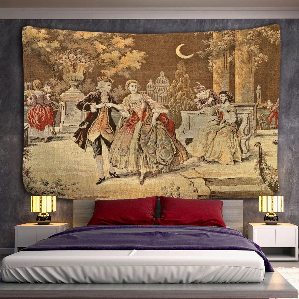 Retro Character Oil Painting Tapestry Wall Hanging Bohemian Witchcraft Hippie Mysterious Artist Home Decor