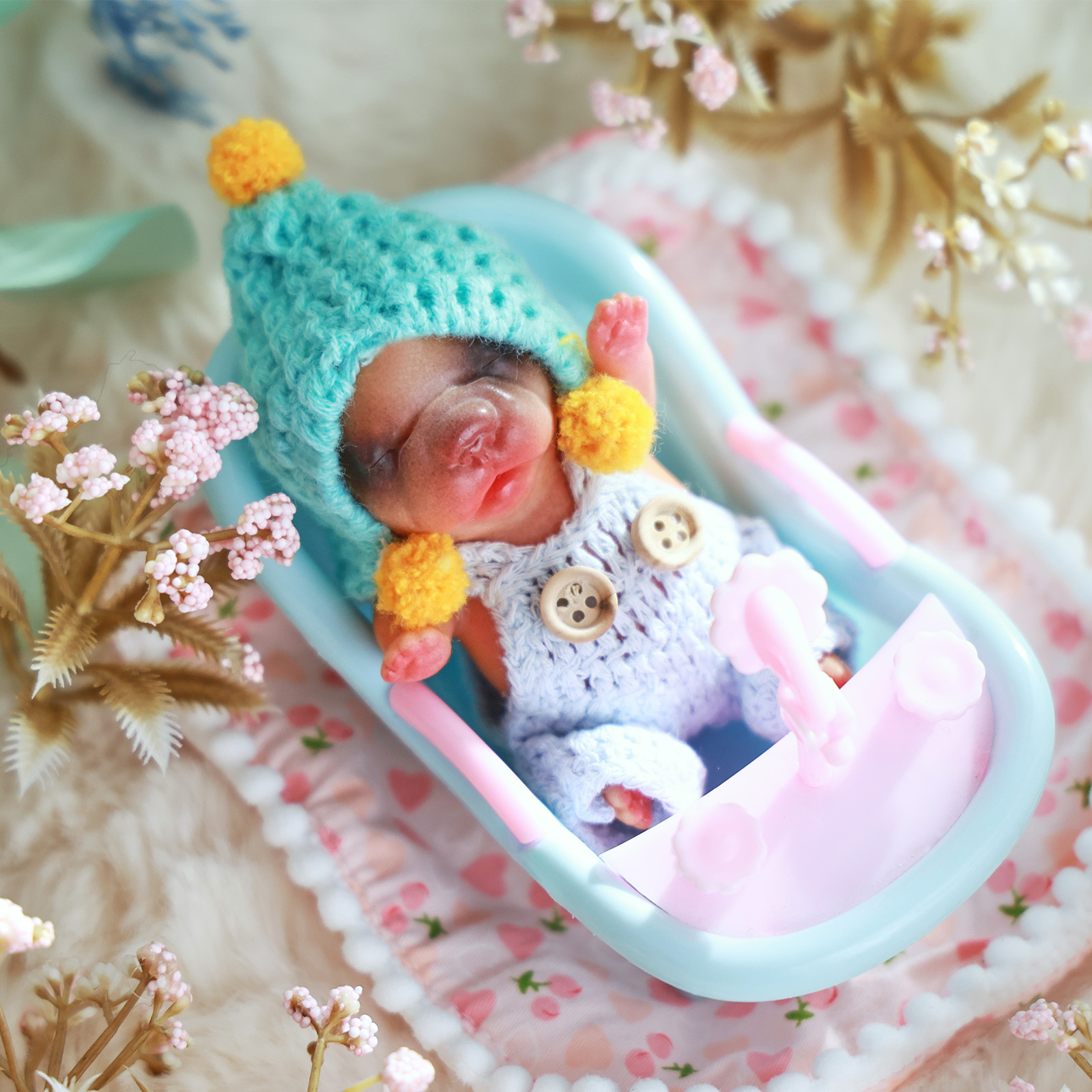 Babeside 4.5' Soft Chubby Lifelike Piggy Toys Mini Stretchy Realistic Silicone Animals Puppy