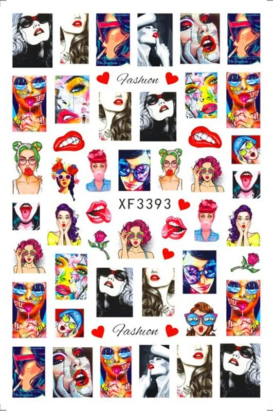 1 Piece of 9.6x6.5CM Valentine's Day Nail Sticker with Adhesive Red Lips Love Sexy European Style Nail Art Design Applique