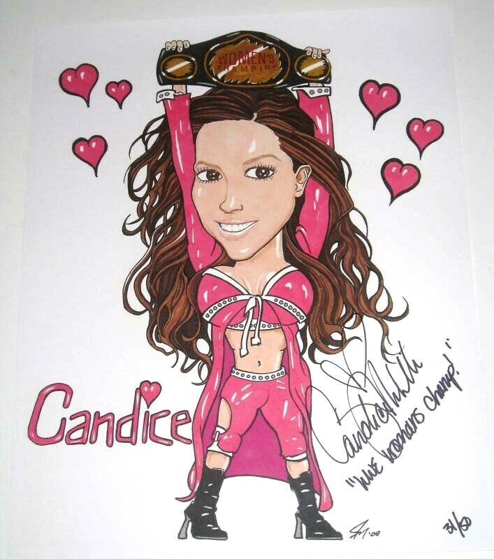 WWE CANDICE MICHELLE HAND SIGNED AUTOGRAPHED PAINTING WITH PROOF AND COA 31- 50