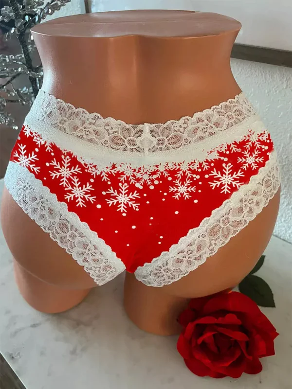 Christmas snowflake lace panel panties