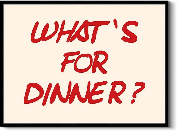  InSimSea Framed Canvas Wall Art 12"x16" Funny Playful Kitchen Decor, Minimalist What&rsquo;s for Dinner?Modern Dining Room Typography Art, Quirky Sign with a Humorous Touch Lighthearted Home Decor