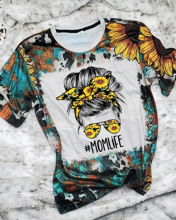 Sunflower Mom Bleached Casual T-Shirt