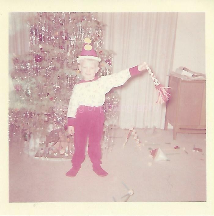 Christmas Boy FOUND Photo Poster painting ColorOriginal Snapshot VINTAGE 03 14 J