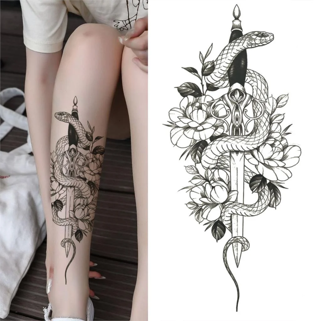 Sdrawing Tiger Diamond Temporary Tattoos For Women Men Cross Lion Skull Tattoo Sticker Black Wolf Fake Forest Animal Tatoo Forearm
