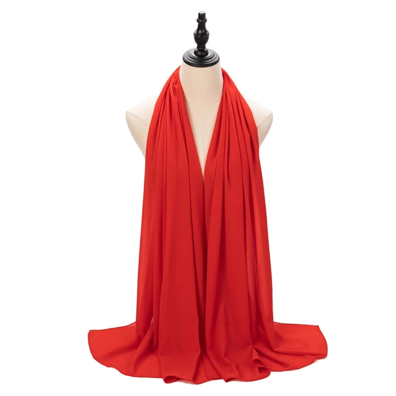 Hot Pearl Chiffon Yarn Muslim Women Hijab Silk Scarf Hui Turban Plain Long Scarf