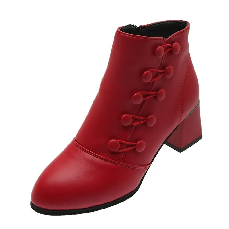 Women's winter Chelsea boots 2021 new retro and nude short boots  thick black western boots with root women's boot botines mujer