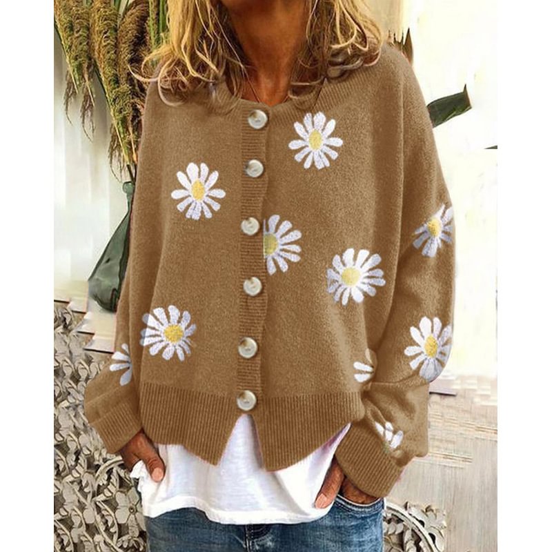 Regular Sleeve Women's Casual Loose Sweaters Little Daisy Cardigan