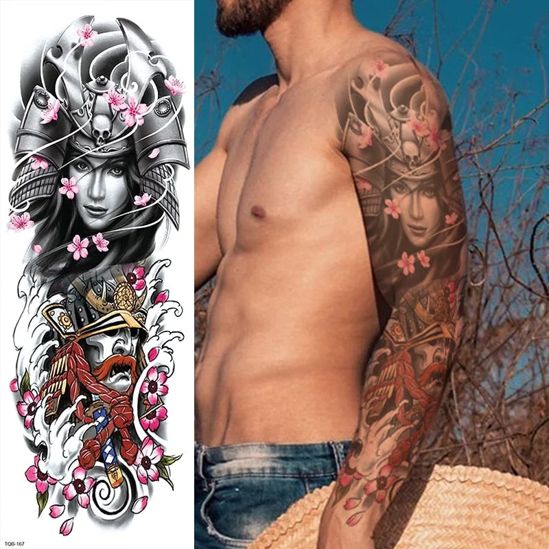 Polynesian Temporary Tattoo Sleeve Tribal Arm Waterproof Transfers Halloween Men