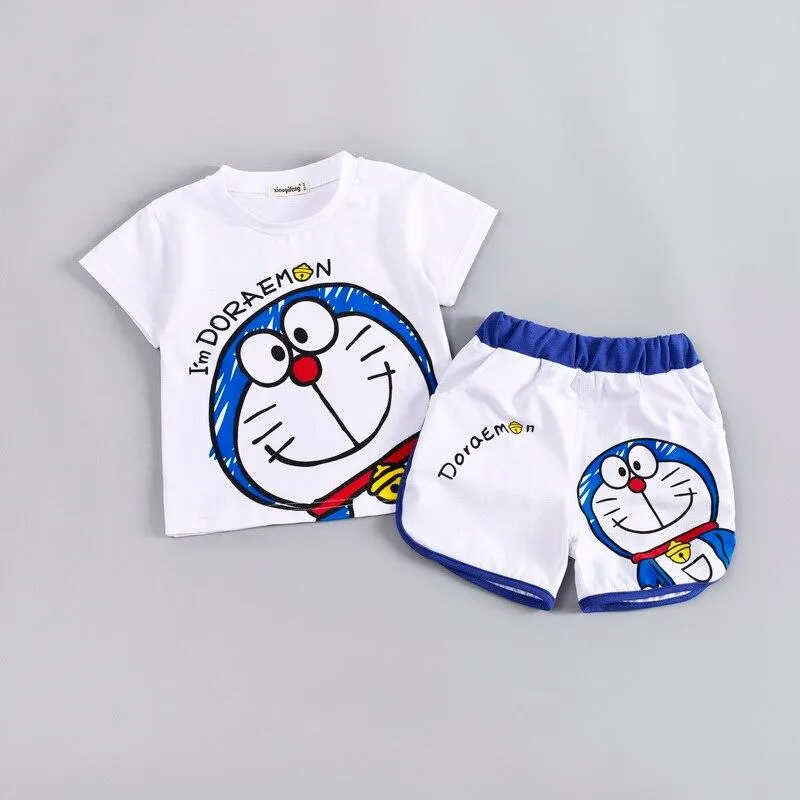 Summer Baby Boy Girl Cartoon Clothes Outfit Suit Cute Children Cotton 1 2 3 4 Years Kids Boys Sets T-shit+ Shorts