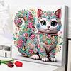 Niedliche Blumen-Mandala-Katze speziell geformte 5D-DIY-Teilbohrer-Diamanten-Punkte, Edelstein-Kunst-Kits mit Rahmen, Diamanten-Gem&auml;lde, Edelstein-Kun