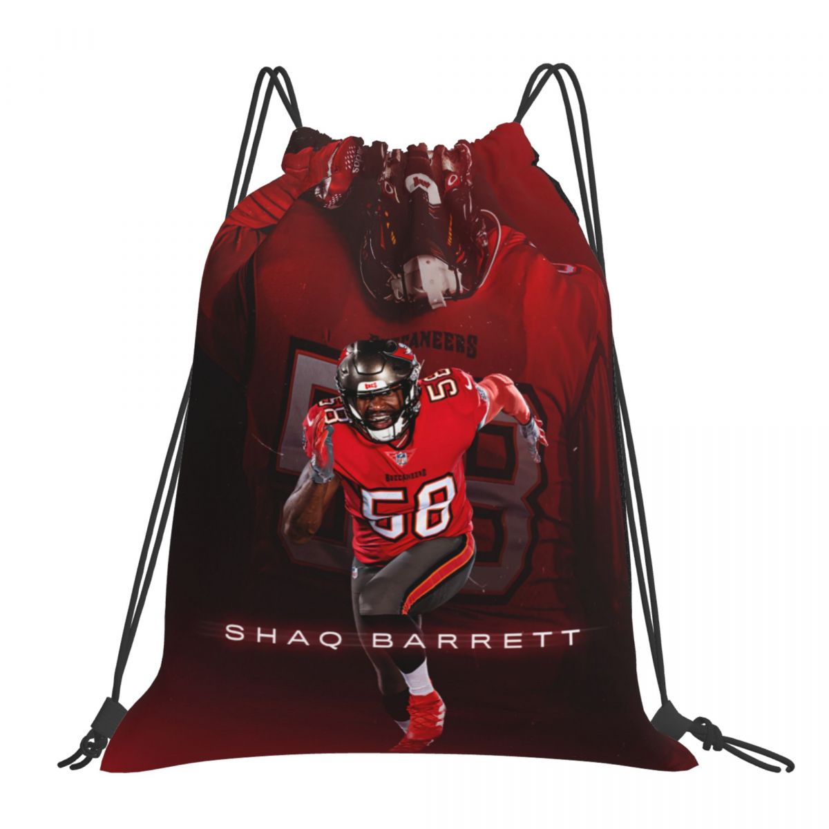 Tampa Bay Buccaneers Shaq Barrett Waterproof Adjustable Lightweight Gym Drawstring Bag