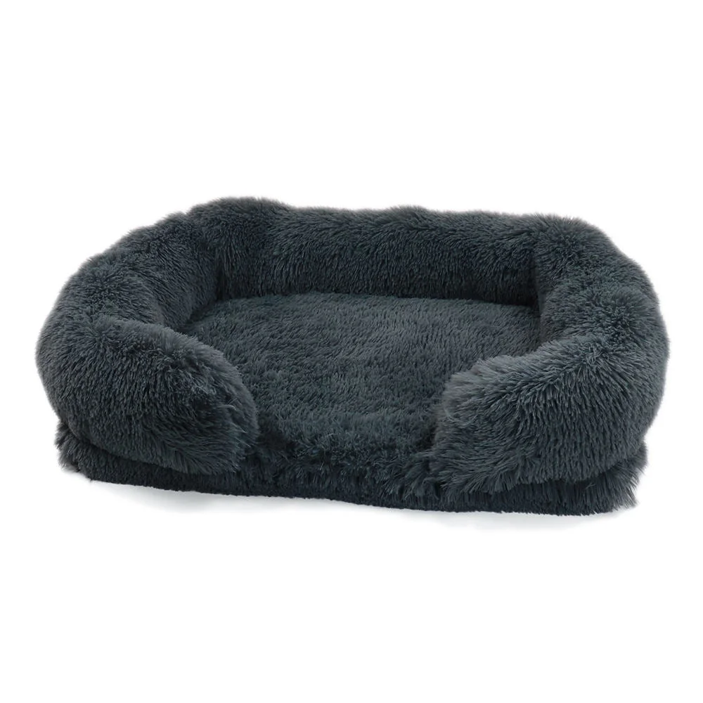 Calming Dog Bed - Cozy Orthopedic Faux Fur Memory Foam Lounger Dog Beds