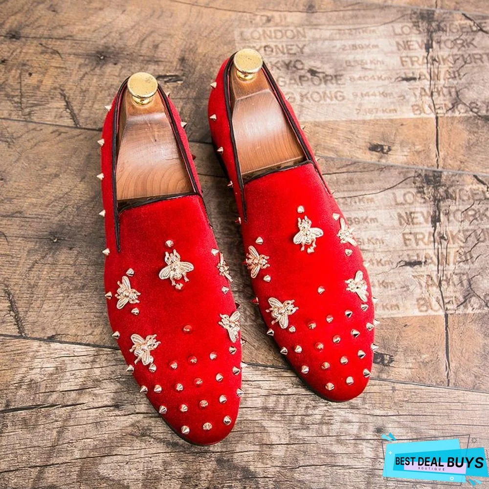 New Fashion Gold Top and Metal Toe Men Velvet Shoes Italian Men's Shoes Handmade Loafers