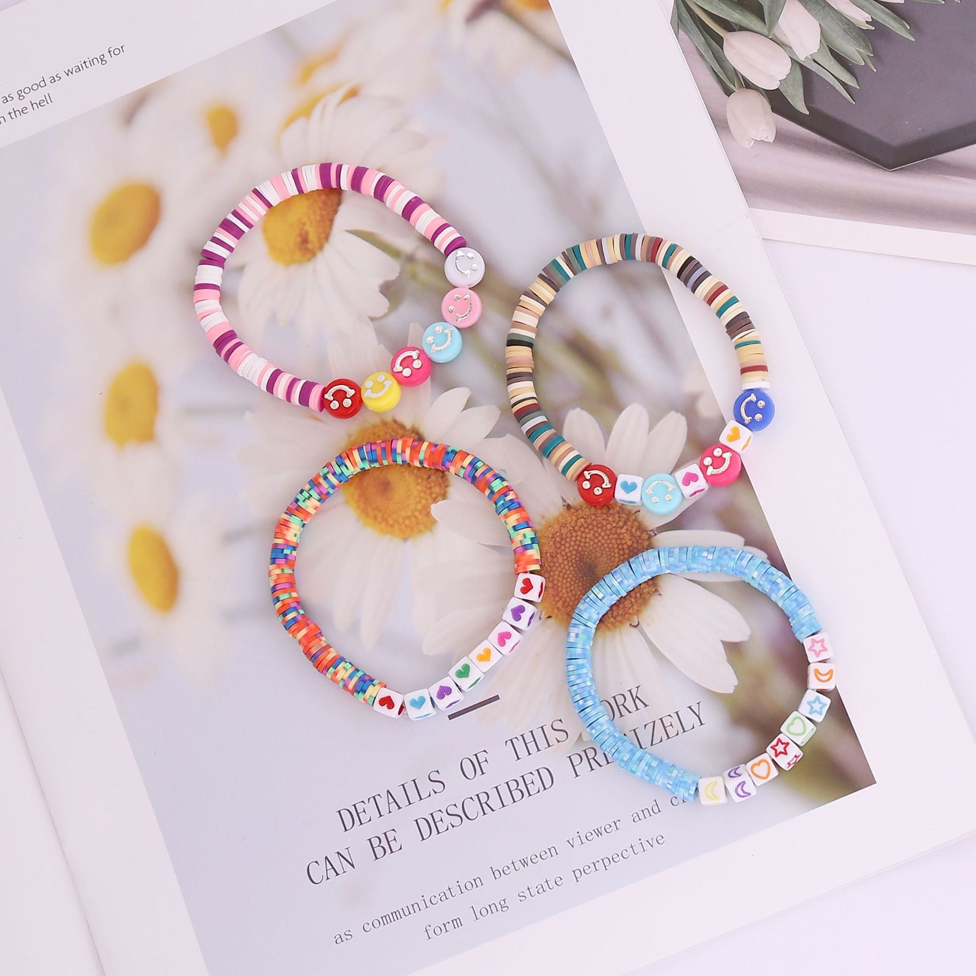 Women Bohemian Rhombus Bead Knitting Bracelets