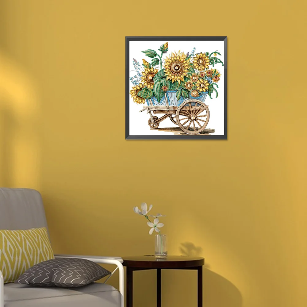 Diamond Painting - Partial Special Shaped Drill - Flower Car(Canvas|30*30cm)