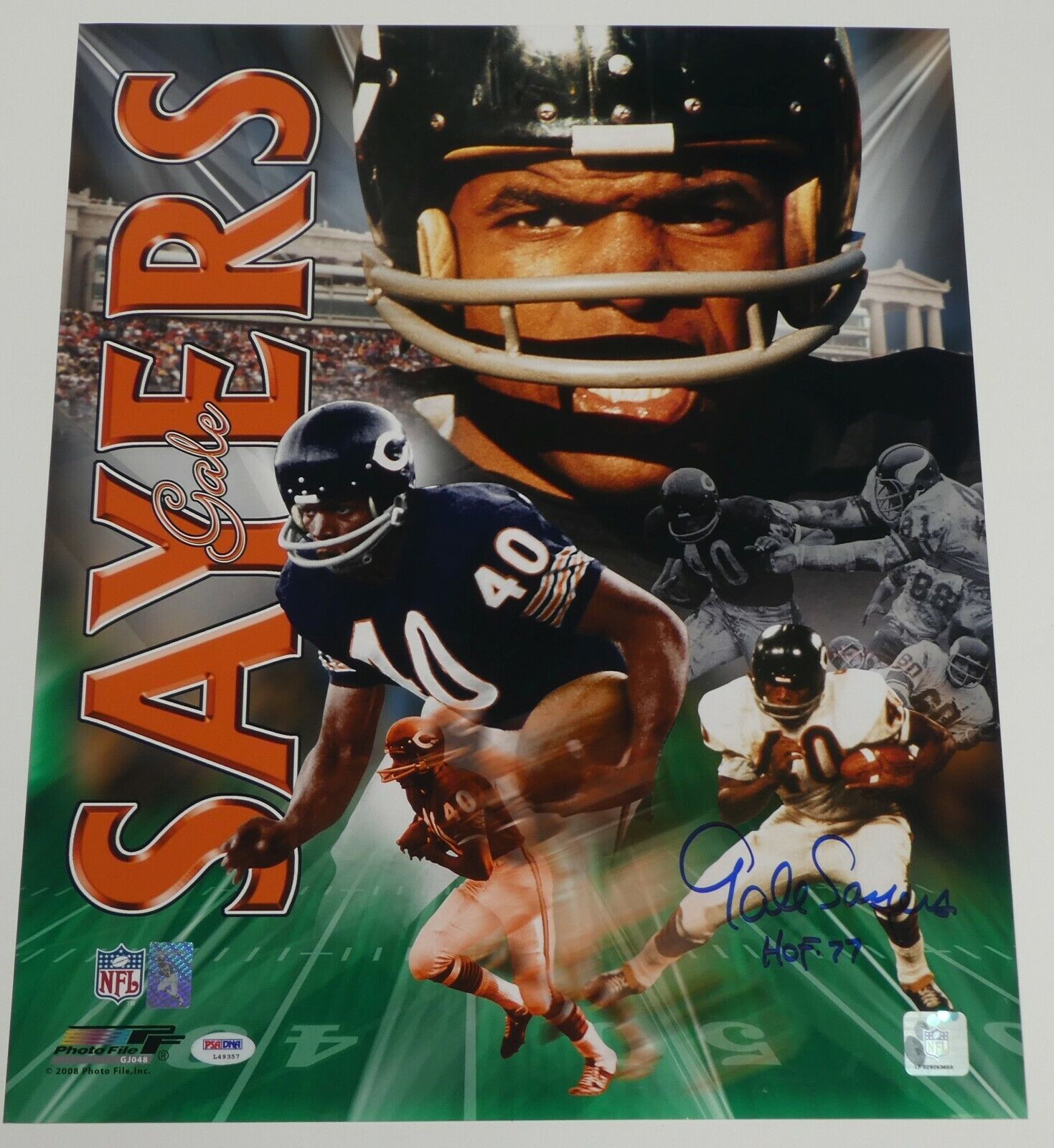 Gale Sayers Signed Bears Football 16x20 Photo Poster painting PSA/DNA COA HOF Picture Autograph