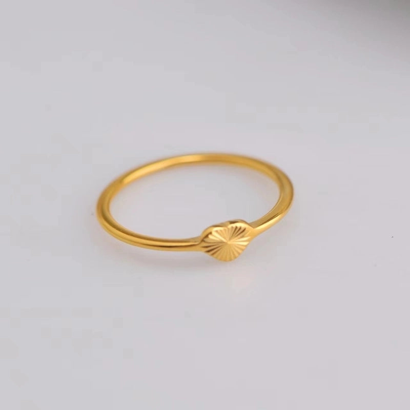 Retro Heart Shape Stainless Steel 18K Gold Plated Rings