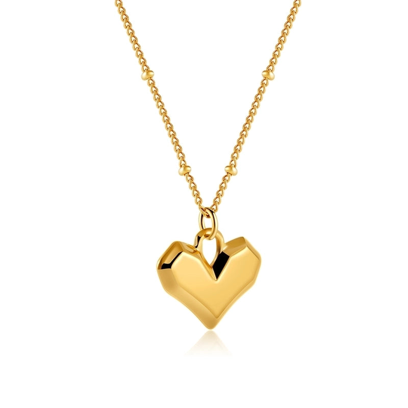 Romantic Solid Color Heart Shape 304 Stainless Steel Pendant Necklace