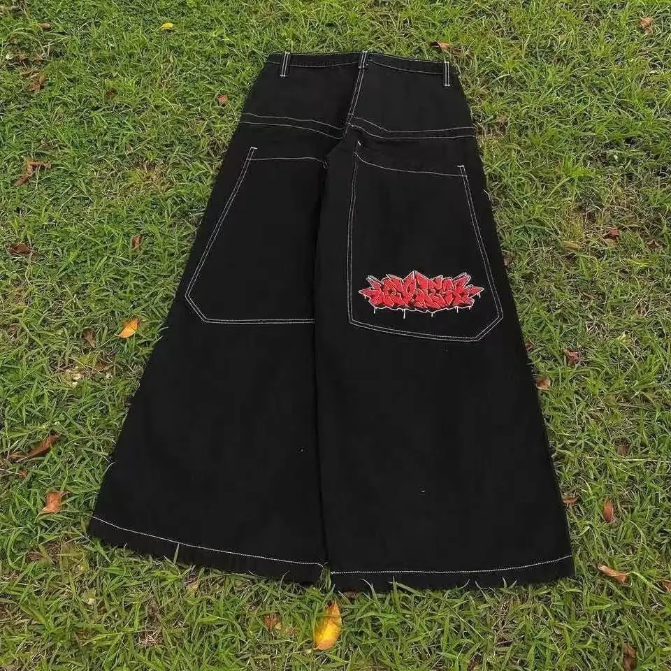 Brownm Pants Men's Loose Wide-Leg Retro Gradient Jeans Men's Tide Card High Street Straight Tube Overs