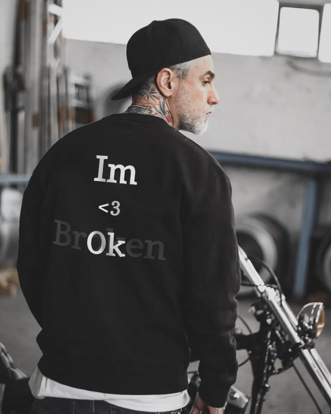IM <3 BROKEN Print Casual Black Sweatshirt - Krazyskull