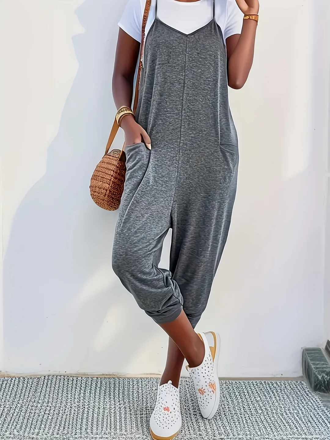 Solid Color Ankle-Length Fashionable Casual Overalls For Women | IFYHOME