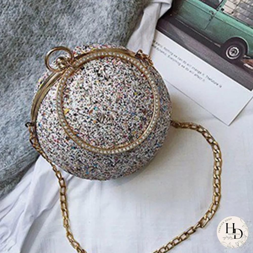 Pink Fashion Patchwork Round Crossbody Bag