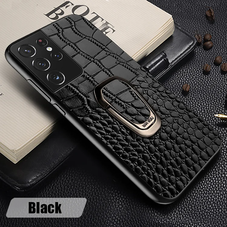 Genuine Leather Bracket Cover Case For Samsung