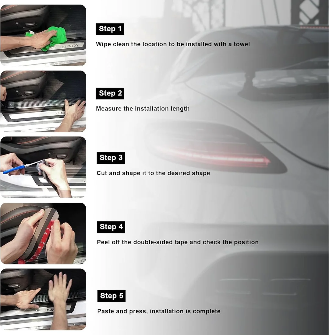 Car door anti-collision and anti-scratch cover sticker, waterproof carbon fiber door sill protection tape
