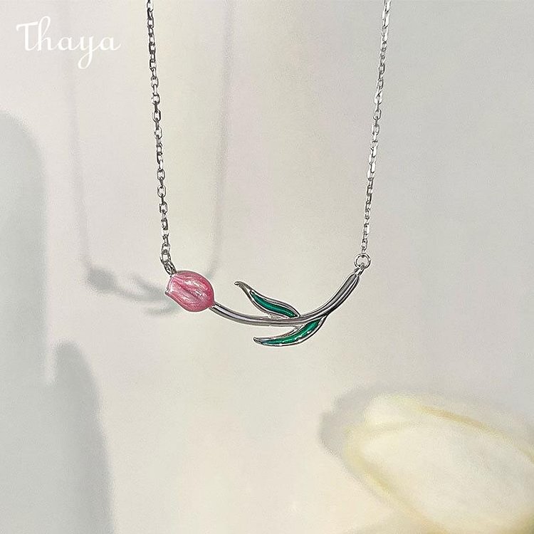 Thaya 925 Silver Tulip Necklace