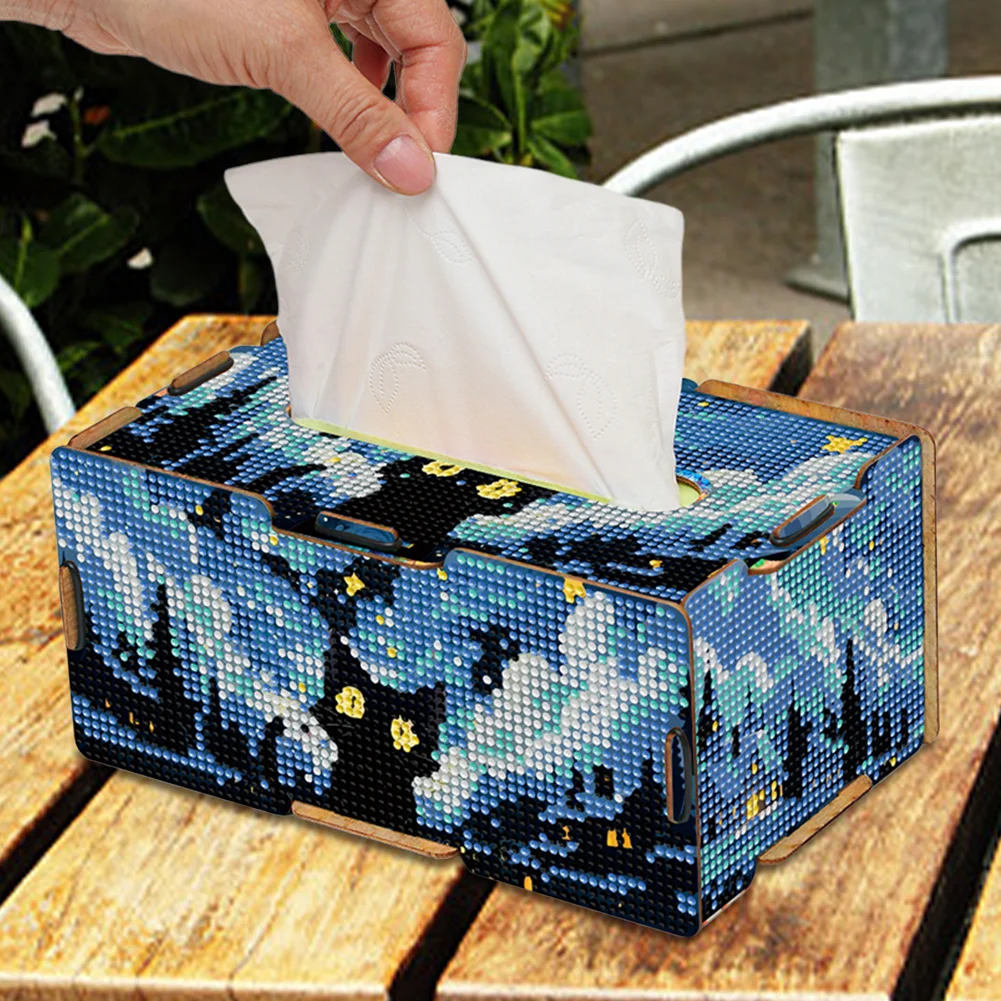 Kitten 5D DIY Diamond Painting Handmade Tissue Holder Wooden Tissue Box Craft